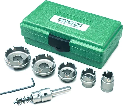 Vista 2 de Greenlee Juego de cortadores de agujeros de acero inoxidable de 7 piezas con eje de cambio rápido (645-011) 7/8" - 2