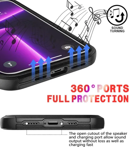 Vista 7 de Diverbox Funda diseñada para iPhone 13 Pro con protector de pantalla para lente de cámara, resistente a los golpes, resistente a los golpes