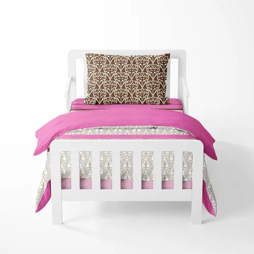 Vista 12 de Bacati - Juego de ropa de cama de algodón de 4 piezas para niñas pequeñas, 100% algodón, incluye edredón reversible, sábana bajera, sábana superior