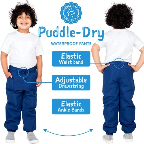 Vista 3 de JAN & JUL Pantalones de lluvia impermeables para niños pequeños y niños