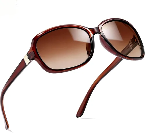 Vista 12 de SIPHEW - Gafas de sol polarizadas para mujer, gafas de sol cuadradas clásicas para mujer con protección UV Gafas de sol polarizadas negras A01