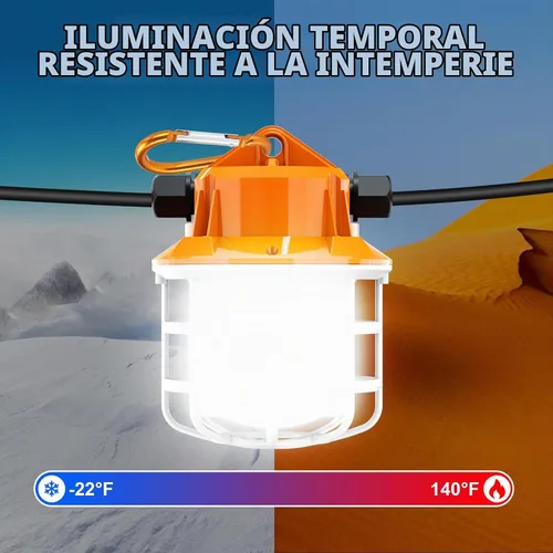 Vista 8 de NS Luces de Cadena de Construcción LED de Grado Industrial de 50 Pies Super Brillantes 5000K IP65 Enlazables para Sitios de Construcción, Trabajo