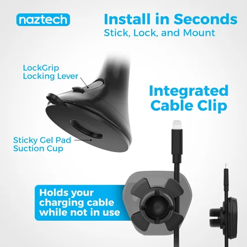 Vista 5 de Naztech MagBuddy Elite - Soporte magnético para teléfono con ventosa para parabrisas, ajustable en 360°, compatible con iPhone y Android