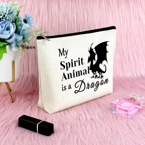 Vista 6 de Sfodiary Bolsa de maquillaje con temática de animales para amantes de las ranas para amantes del conejillo de Indias Dragón, cumpleaños, Navidad
