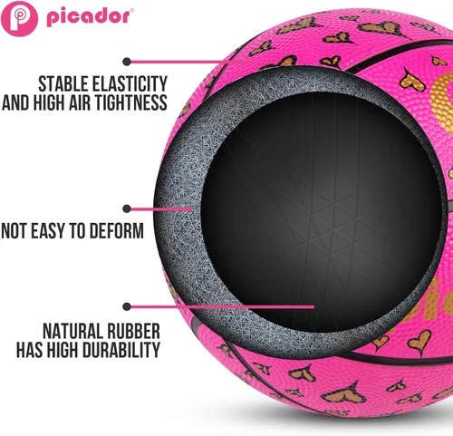 Vista 7 de Picador Size 3 Basketball, Toddler Basketball for Kids 1-3 4-6 Girls Boys Children, Mini Rubber Basketballs Indoor Outdoor Game Play School Rojo