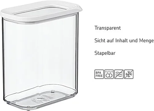Vista 2 de Mepal Set of 4 Storage Jars with Lids, Food Containers, Rectangular, Kitchen Organiser Made of Plastic, Storage Containers, Airtight, 4 x 2000 ml