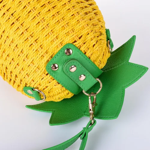 Vista 7 de QZUnique Bolso bandolera de paja de frutas, tejido a mano, bolso cruzado de verano, playa, mar, fresa, piña, sandía