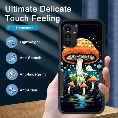 Vista 158 de Funda para Galaxy A14 5G, resistente de doble capa híbrida de policarbonato duro, goma suave, a prueba de golpes, funda protectora resistente
