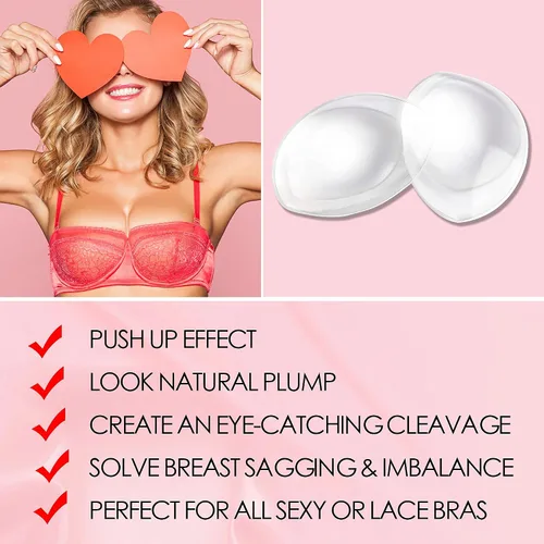 Vista 5 de Yofidra Silicone Bra Inserts and Breast Enhancers, Add 2 Cups, Breathable, Reusable,1 Pair (Soild, L)