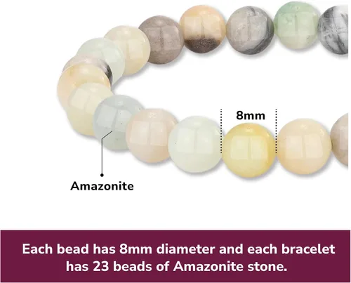 Vista 33 de Crystal Vibe Pulseras de cuentas de 0.315 in para mujeres y hombres, pulseras de cristal con piedras preciosas naturales, tamaño elástico ajustable