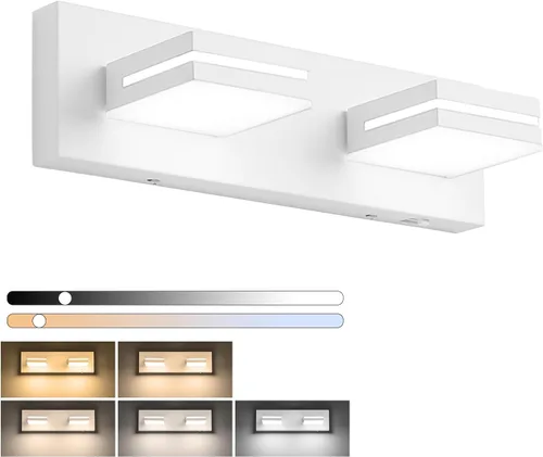 Vista 10 de SineRise - Lámparas LED modernas para tocador de baño (4 luces, 30 pulgadas) (5CCT, regulables), lámparas modernas de pared para baño de acrílico