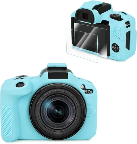 Vista 13 de VOVMOEYA Compatible con Canon EOS R50 - Kit de accesorios para funda de cámara [con 2 películas LCD templadas], funda protectora de cámara