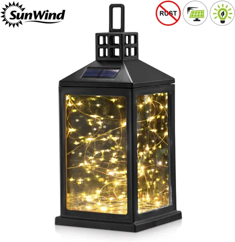 Vista 4 de Luces de Farol Solar para Exteriores SUNWIND Lámpara de Mesa Solar Impermeable Iluminación Colgante con 40 LEDs Blancos Cálidos para Decoración