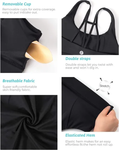 Vista 158 de Brasieres deportivos para mujer, con relleno, tipo camiseta sin mangas, sexis, con espalda cruzada, de alto impacto, largos, ideales para practicar