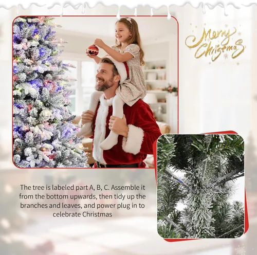 Vista 7 de Árbol de Navidad preiluminado de 6.5 pies, árbol de Navidad Blanco