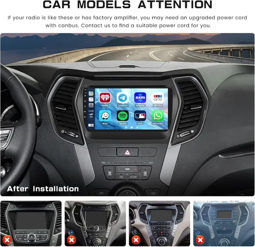 Vista 3 de [2G+64G] Android 15 Car Stereo para Hyundai Santa Fe 2013-2017 Carplay inalámbrico Android Auto, 9 pulgadas Pantalla táctil Radio Bluetooth