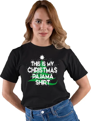 Vista 2 de Go All Out Camiseta de pijama con texto en inglés «This is My Christmas» Negro