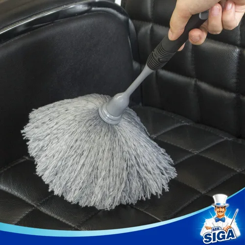 Vista 7 de MR.SIGA Plumero de microfibra delicado, mango cómodo antideslizante, cabezal de plumero lavable desmontable, gris y negro