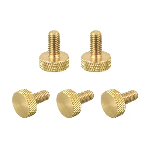 Vista 15 de uxcell 2 tornillos moleteados de latón para pulgar, M3x8mm de agarre plano, perno de sujeción para electrónicos, mecánicos