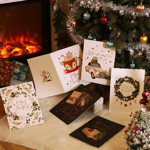 Vista 4 de Zhanmai 6 tarjetas de felicitación jumbo de Feliz Navidad de 14 x 20 pulgadas, libro de invitados gigante, tarjeta de regalo de Navidad, tarjeta
