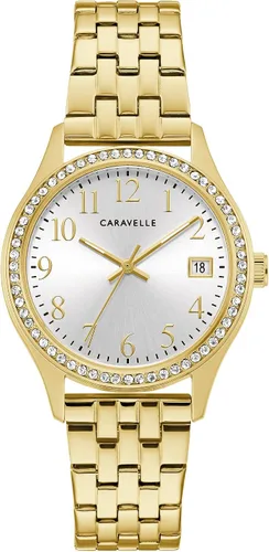 Vista 2 de Bulova Caravelle Women's Classic Crystal Accented Watch and Bracelet Gift Set, 3-Hand Date Quartz