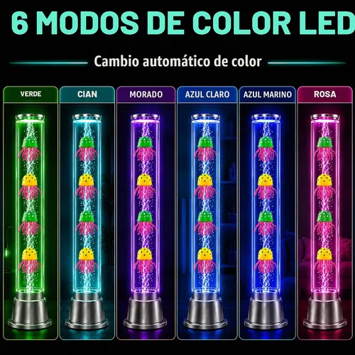Vista 2 de Tubo de burbujas sensorial de lámpara de medusas, 6 LED que cambian de color, 1.9 pies Jellyfish