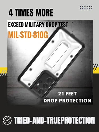 Vista 5 de ArmadilloTek Vanguard - Funda compatible con Samsung Galaxy S21 Ultra, grado militar, cuerpo completo, resistente, con soporte integrado