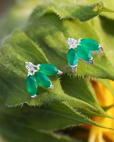 Vista 2 de YoTreasure 925 Sterling Silver Moonstone Black Green Onyx White Blue Topaz Stud Earrings