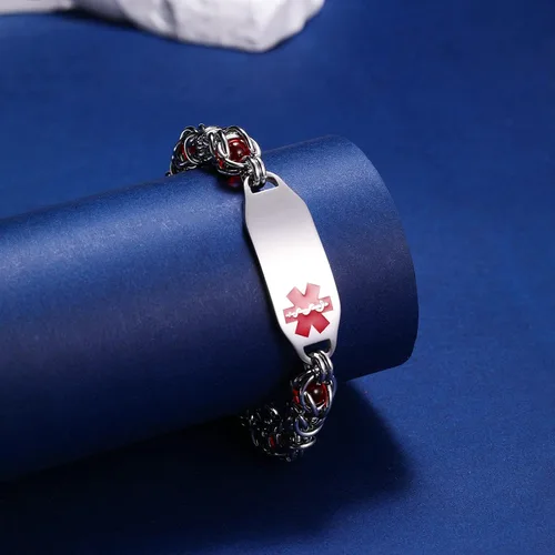 Vista 9 de Pulseras de alerta médica, pulseras de identificación personalizadas para mujeres y hombres, incluye tarjeta médica de emergencia