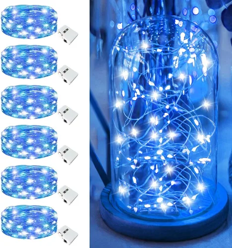 Vista 9 de Paquete de 12 luces de hadas que funcionan con pilas, 20 luces LED parpadeantes de 7 pies, 3 modos, mini luces a granel impermeables para tarros