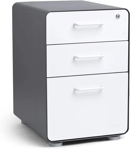 Vista 7 de Poppin Archivador de 3 cajones, color negro + nogal, 2 cajones utilitarios y 1 cajón para colgar, totalmente pintado por dentro y por fuera, acero