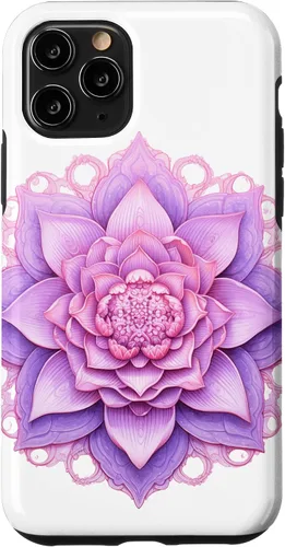 Vista 10 de iPhone 14 Lotus Flower Mandala Circle Rosa Mujeres Yoga Meditación Caso