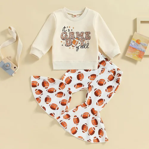 Vista 2 de Conjunto de camiseta de manga corta con estampado de vaca, pantalones acampanados y diadema para bebé