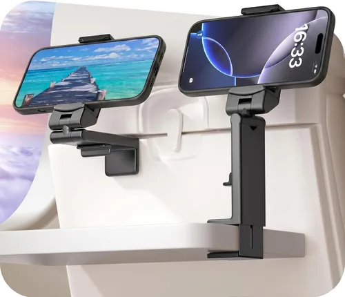 Vista 16 de Perilogics - Soporte universal para teléfono en vuelo de avión. Visualización manos libres con rotación multidireccional de 360 grados.