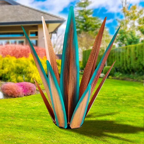 Vista 14 de KODIBO Planta de agave de metal de 24 pulgadas, decoración al aire libre Negro