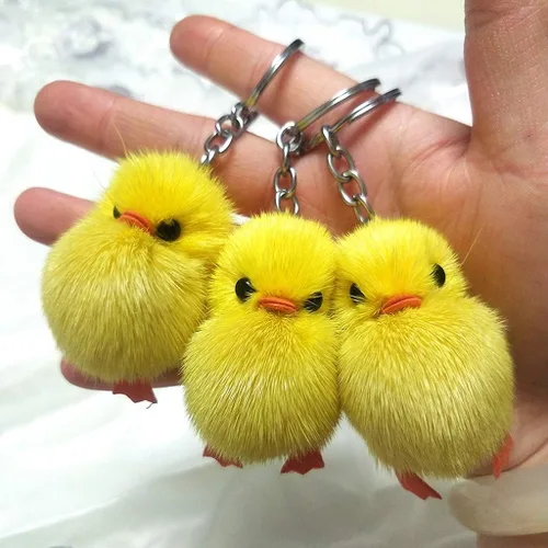 Vista 7 de LIANGLIN WU llavero para mujeres y hombres, 5 piezas peludas de pato amarillo pelusa suave pollitos llaveros Pascua llavero bolso joyería accesorios