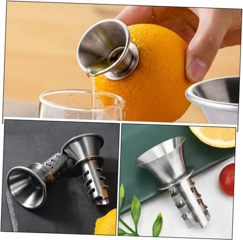 Vista 8 de Exprimidor manual de limón de 2 piezas Exprimidor de mano de cítricos Exprimidor portátil de acero inoxidable para la cocina casera