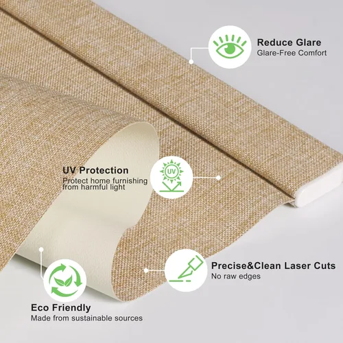 Vista 5 de BERISSA Persianas enrollables opacas para ventanas, persianas enrollables inalámbricas con cenefa de cassette de tela de lino, persianas