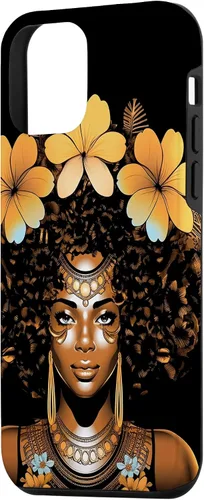 Vista 2 de iPhone 12 mini Orquídeas Afro Afro Orquídeas Flor Corona Negro Orgullo Caso