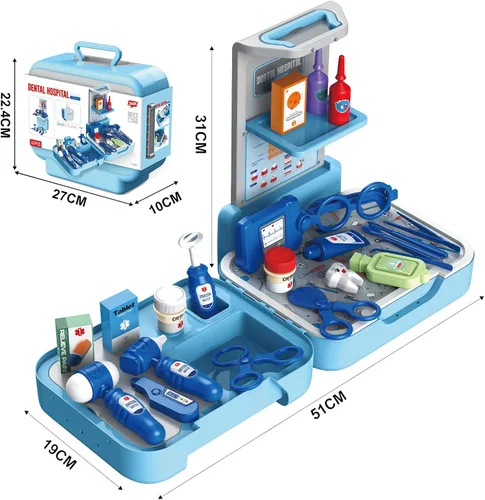 Vista 2 de QEEHIR Kit médico para niños juego de 33 piezas de doctor para niños kit de dentista para niños juego de doctor para niños juguetes médicos