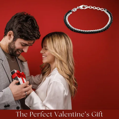 Vista 2 de Galis Pulsera Dvir para hombre, acero inoxidable para hombres, pulseras de cadena de cuerda que no se deslustra, regalo de cumpleaños elegante
