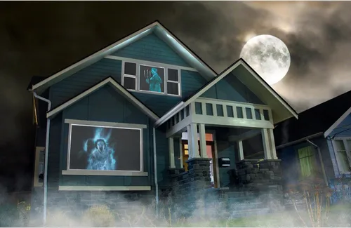 Vista 6 de AtmosFEARfx - DVD de decoración digital de Halloween con puerta holográfica + pantallas de proyección de ventana Reaper Bros®