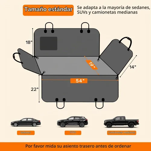 Vista 6 de URPOWER Funda de asiento para perro, hamaca 100% impermeable, 600D, resistente, a prueba de arañazos, antideslizante, duradera, suave