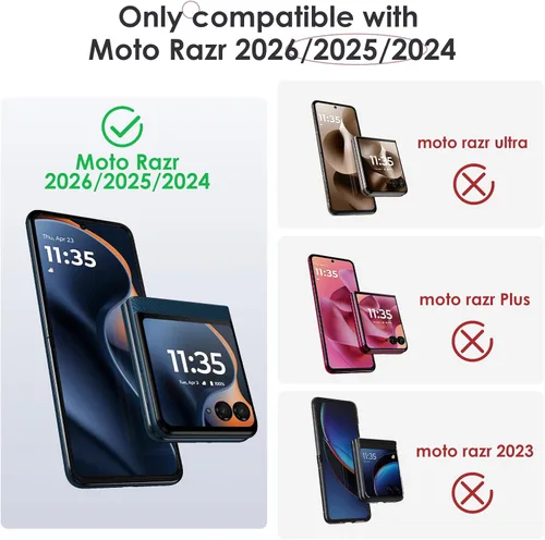 Vista 2 de Maxdara Funda magnética para Motorola Razr 2025/2024, con soporte oculto, compatible con MagSafe, protector de pantalla integrado, protección