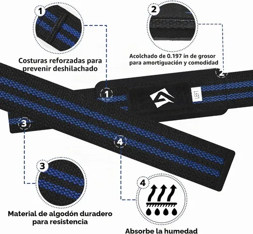 Vista 5 de AQF Weight Lifting Straps, Padded Cotton Gym Wrist Straps for Deadlifts