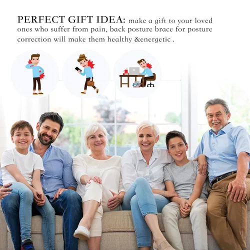 Vista 7 de DARLIS Corrector de postura para mujeres y hombres, soporte ajustable y transpirable para la parte superior de la espalda, corrector de postura