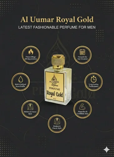 Vista 3 de ALUMAR Royal Gold Perfume 50 Fragancia árabe de larga duración Perfume oriental premium para hombres y mujeres Eau de Parfum rico y elegante