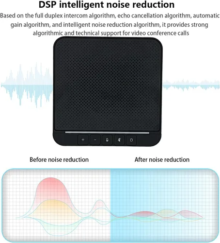 Vista 3 de LVC200B Micrófono omnidireccional para sala de conferencias con altavoz, 8 horas de uso, conexión Bluetooth a PC, reducción de ruido inteligente