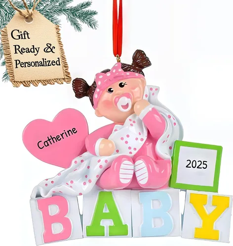 Vista 7 de Adornos personalizados para la primera Navidad del bebé 2024 – Adornos de Navidad personalizados para bebé recién nacido, adorno de primera Navidad
