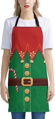 Vista 79 de Dreaweet Delantal de cocina unisex con cuello ajustable de Navidad